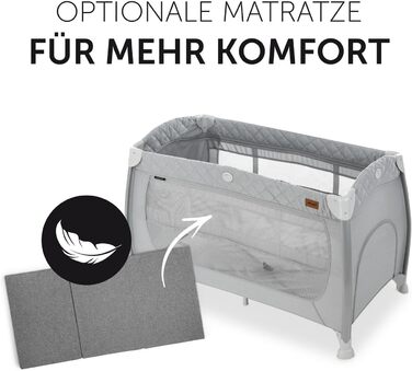 Дорожнє ліжечко Hauck Play N Relax Center з пеленальною підкладкою, регульованою висотою та боковим входом - Стьобаний сірий