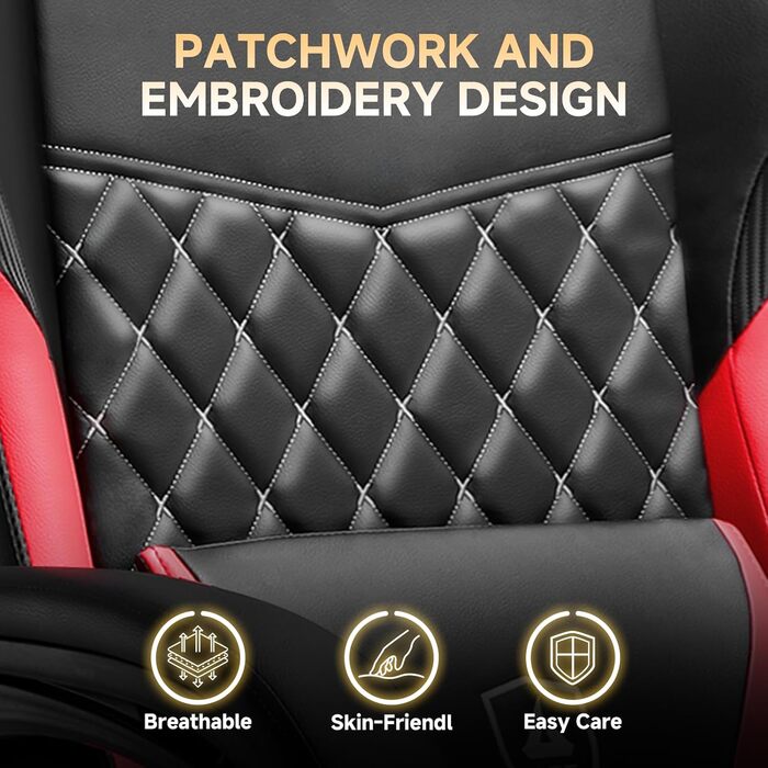 Ігрове крісло GTPLAYER, ергономічне офісне крісло з регульованою висотою, підходить для зими та літа, з подвійною спинкою, підставкою для ніг, знімним чохлом та поперековою опорою, червоне