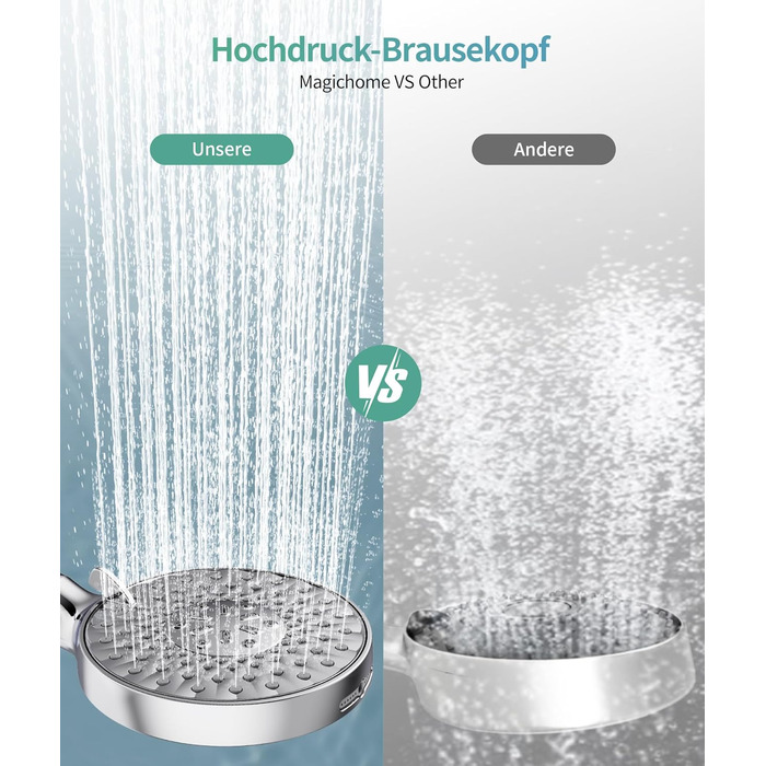 Душова лійка SR SUN RISE з фільтром, шланг та картриджі для фільтрації, 9 режимів розпилення з 4-ступеневим фільтром води, високий тиск для жорсткої води, видаляє залишковий хлор, важкі метали та бактерії, хромоване покриття з іонами срібла