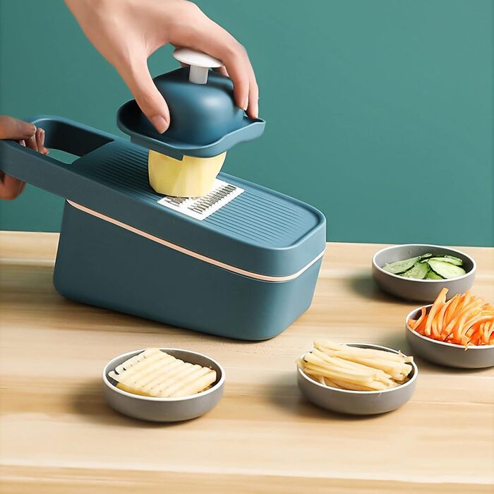 Багатофункціональний подрібнювач овочів Miokycl, ручний подрібнювач сиру із захисним кожухом для рук для зливу, шинкування, зберігання овочів