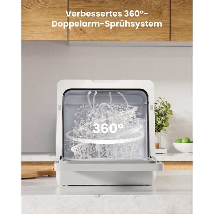 Настільна посудомийна машина з 8 програмами, блокуванням від дітей і відкладеним стартом