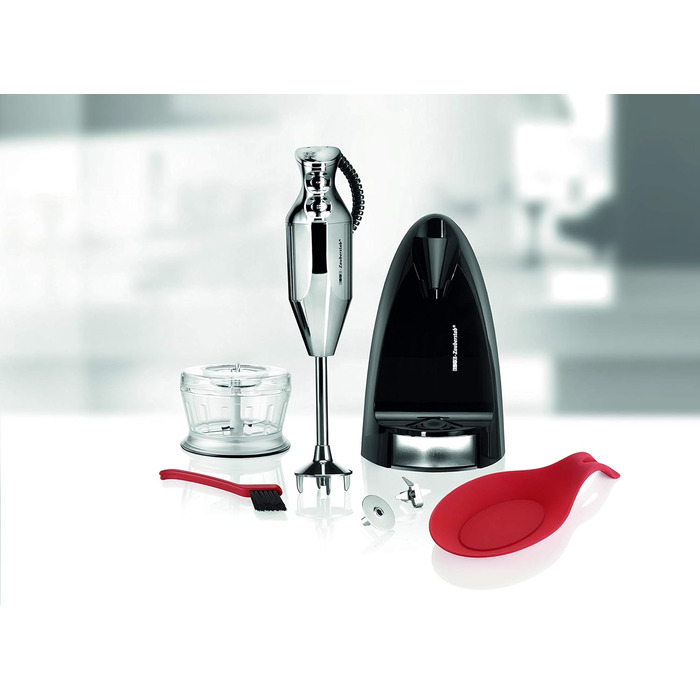 Ручний блендер, ручний блендер, професійний, аксесуари, до 17 000 об/хв, 200 Вт, ергономічний дизайн ручки, подвійний перемикач, центрування, що застібається, двигун змінного струму, спіральний кабель, 200 Chrome 90580