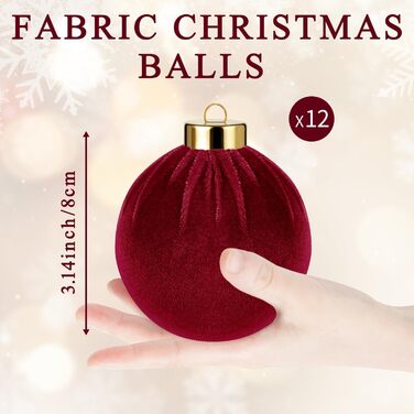 Ялинкові оксамитові кульки 12 шт бордові Miaikoe