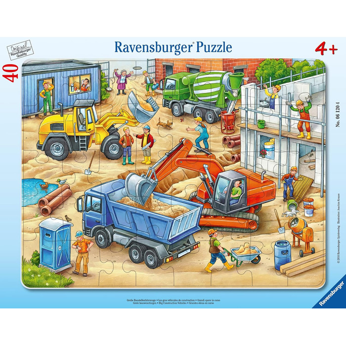 Дитячий пазл Ravensburger - 06120 Large Construction Vehicles - Рамковий пазл для дітей від 4 років, 40 елементів