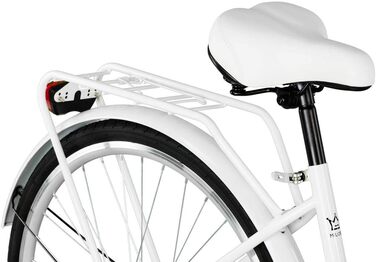 Комфортний велосипед із заднім багажником, голландський велосипед, жіночий велосипед, 1 швидкість, білий, 26 дюймів