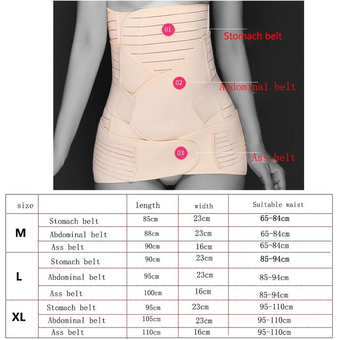 В 1 Пов&39язка після пологів, корсет Пояс для підтримки живота після пологів Пояс для підтримки живота після пологів Пояс для обмотування живота після пологів Бежевий M, 3