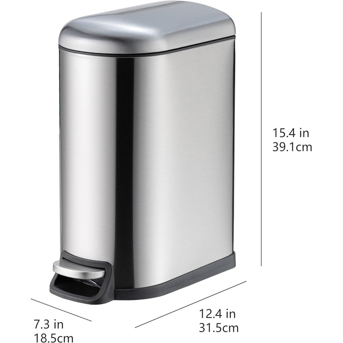 Відро для сміття, брудовідштовхуюче, невелике, D-подібне, з педаллю плавного закриття для ванної кімнати, спальні або вітальні, ву