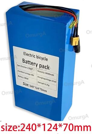 Акумулятор для електровелосипеда 48V 48Ah електричний велосипедний акумулятор 48V 48000MAh вбудований BMS водонепроникний ПВХ акумулятор для велосипедного двигуна потужністю 1000W 800W 750W 500W 200W із зарядним пристроєм 54.6V 2A 48V 38Ah XT60DC