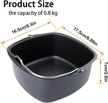 Форма для випічки Yetaha HD9925/00, аксесуари для випічки у фритюрниці 17,5*16,5*7 см для випічки Turbostar, можна мити в посудомийній машині з антипригарним покриттям, місткість 0,8 кг