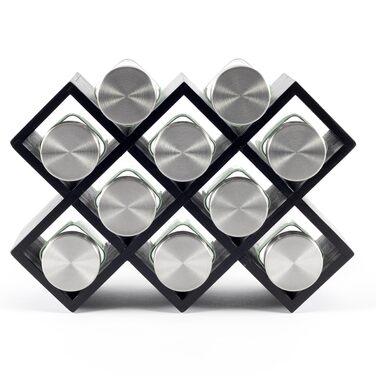 Дерев&39яна підставка для спецій сертифікована FSC підставка для спецій для шафи підставка для спецій для дверцят шафи, кухонний органайзер без свердління (чорна, 10 банок)