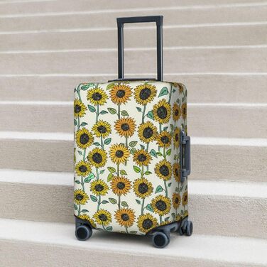 Чохол для валізи Сонячні квіти з еластичною тканиною, захисний від подряпин та пилу, чорний, розмір 80