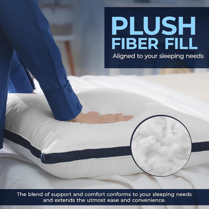 Подушки для постільної білизни Utopia (комплект з 2 шт.), подушки для сну 40 x 80 см, чохол з матової тканини, м&39які та дихаючі подушки преміум-класу (темно-синій) 40x80 см (2 шт.) темно-синій