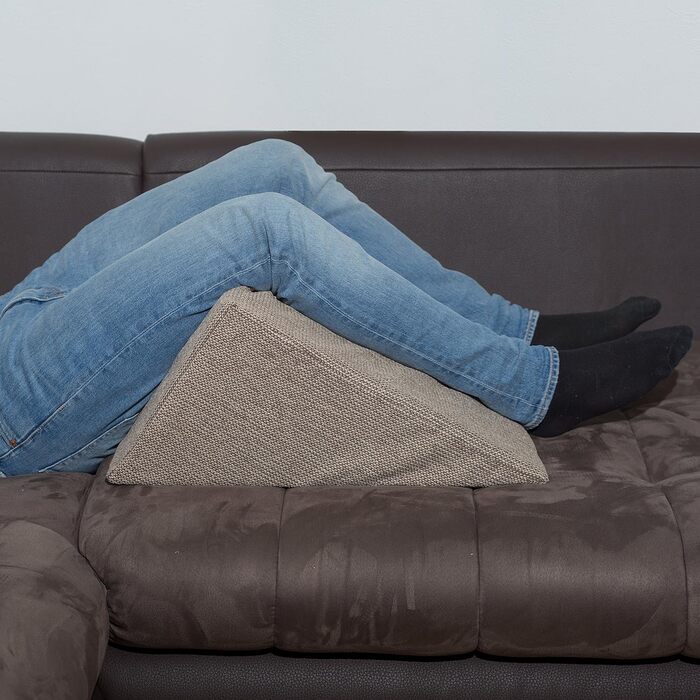 Фантастична клиноподібна подушка XL 60x50x30 см - стабільна форма подушки для читання XL для ліжка та дивана. Подушка для читання зі знімним чохлом, який можна прати. Універсальна подушка для рефлюксу. Коричневий/Світло-коричневий