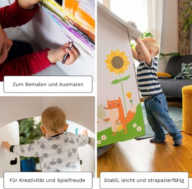 Дитячий комплект сидіння 60 x 60 x 55 см з картону, складаний дитячий стіл зі стільцями, комплект дитячих меблів 1 стіл та 4 дитячі стільці - Дитячий комплект сидіння &quotВеселка&quot