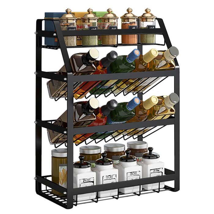 Рівнева підставка для спецій з нержавіючої сталі, органайзер, система зберігання спецій, кухонний тримач для спецій, нахил 45, кухонна полиця для пляшечок зі спеціями, банок, пляшечок з олією, 53x35x20 см, тип A, 4-