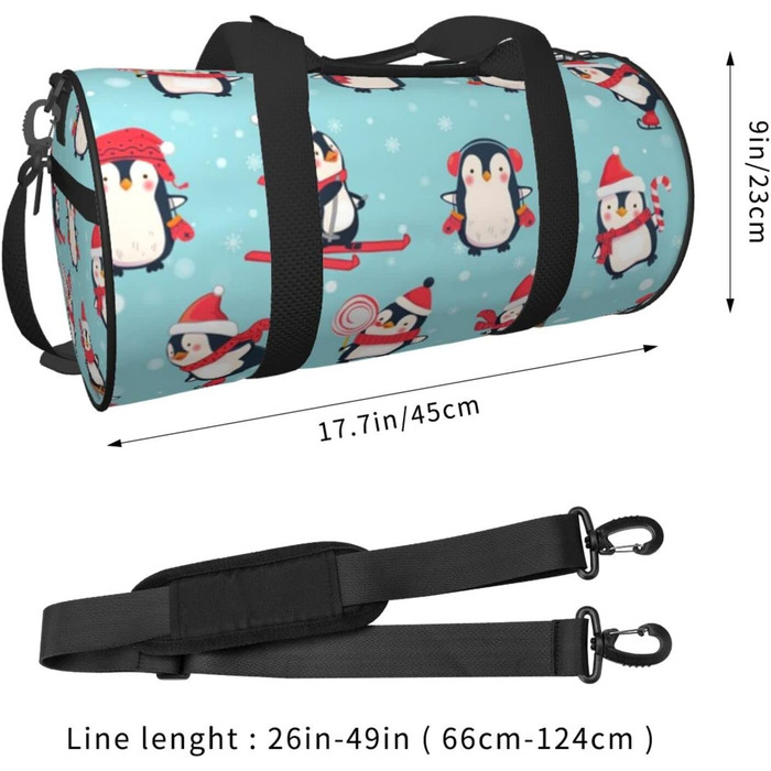 Дорожня сумка-циліндр, зимовий дизайн, пінгвіни, спортивна сумка для чоловіків та жінок, сумка-мішок, спортивна сумка
