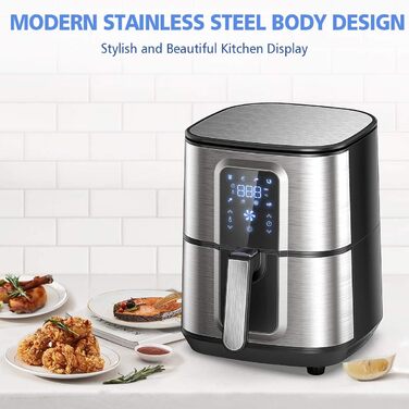 Фритюрниця OZEANOS 5.5 л, потужність 1800 Вт, цифрова сенсорна панель, готові програми, таймер до 30 хвилин - можна мити в посудомийній машині, OT-AF-55SM-DIGITAL 5.5 л