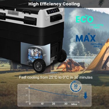 Компресор холодильної камери електричний, 40 л, двозонний, з керуванням через додаток USB, морозильна камера 12 В/24 В, міні-холод