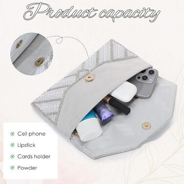 Клатч жіночий з перлами та стразами Перлина - елегантна вечірня сумочка на ланцюжку для весілля, випускного та святкових заходів, сріблястий