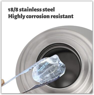 Термос SANTECO з нержавіючої сталі 1 л/1000 мл, герметична ізольована пляшка з чашкою для пиття в дорозі, термос для гарячих напоїв, кави та чаю, під час спорту, без BPA, зберігає напої холодними протягом 24 годин та гарячими протягом 12 годин, сріблястий