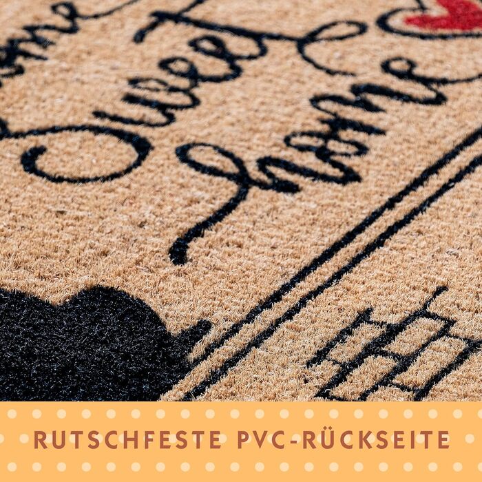 Кокосовий килимок для дверей SPOTTED DOG GIFT COMPANY для використання в приміщенні - натуральний килимок для збору бруду, килимок для вулиці з кокосу для собак, килимок для дому, всепогодний та нековзний для коридорів, входів та критих приміщень, 60x40 с