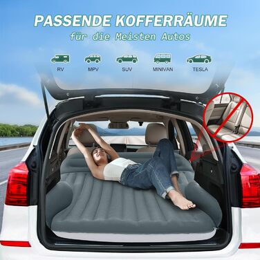 Автомобільний надувний матрац з комплексними аксесуарами для сну в автомобілі, герметичний, зручний, міцний автомобільний надувний матрац, надувні ліжка з повітряним насосом, для позашляховиків, мінівенів, MPV, дорожніх подорожей, наметів на даху, зеленог