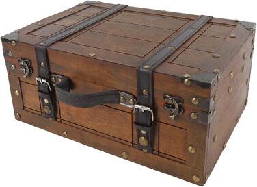 Дерев&39яна скриня, коробка для зберігання у вінтажному дерев&39яному стилі з декоративними ремінцями для декору дому та зберігання іграшок (велика)