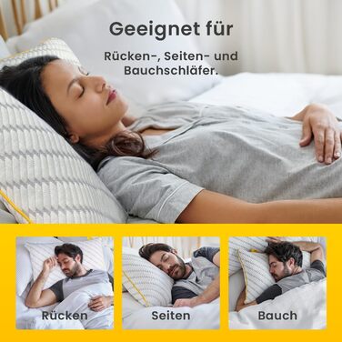 Подушка для сну Cosi Home Shredded Memory Foam, регульована подушка з бамбуковим чохлом та охолоджувальним ефектом, пінопластова подушка для сну на спині, животі та боці - можна прати, (1 упаковка)