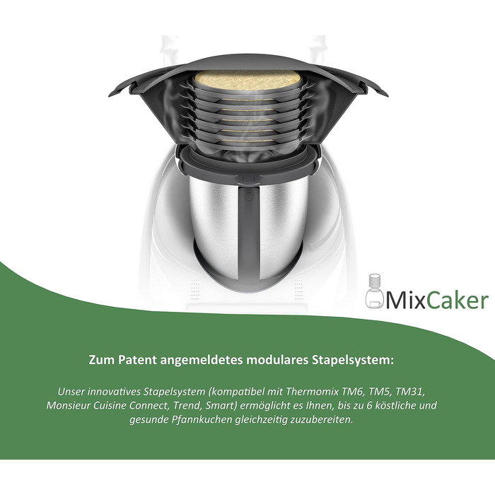 Млинниця MixCaker сумісна з Thermomix TM6, TM5, TM31, Monsieur Cuisine Connect, Trend, Smart, Аксесуари, 6 модулів, Млинці, Млинці, Млинці, Яєчня, Система укладання