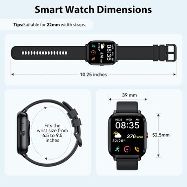 Розумний годинник для чоловіків та жінок, 1,83-дюймовий сенсорний HD-екран, 20-денний час роботи від батареї, фітнес-годинник з пульсометром, монітором сну, крокоміром, функцією Bluetooth-дзвінків, 112 спортивних режимів, водонепроникність IP68, спортивни