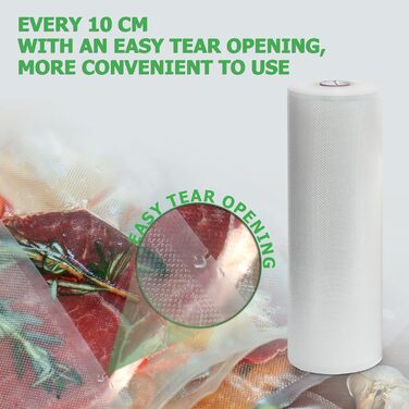 Вакуумні пакети KitchenBoss Рулони харчової вакуумної плівки Вакуумні пакувальні пакети Вакуумна пакувальна плівка вакуумні пакети Рулони плівки для вакуумного пакувальника та пакет без усадки Sous Vide BPA 28x500 см 3 рулони