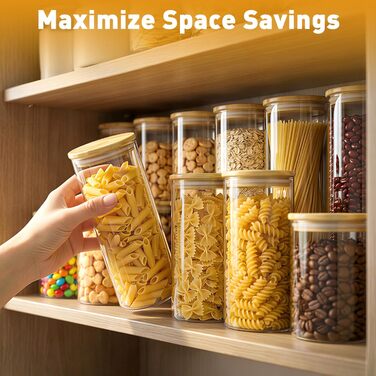 Банки для зберігання з кришками, 12 скляних контейнерів для зберігання з кришками, герметичні, штабельовані банки для зберігання AB