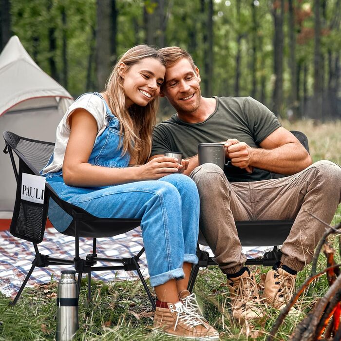 Складаний кемпінговий стілець Sportneer, портативний кемпінговий стілець, вантажопідйомність 150 кг, надлегкий, маленький складний стілець із сумкою для пікніків, активного відпочинку на свіжому повітрі, походів, 1 чорний