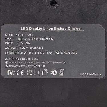 Зарядний пристрій Hisewen для літієвих батарей CR123A, 8 відсіків для зарядного пристрою CR123a, сумісний з камерами Arlo VMC3030 VMK3200 VMS3330 3430 3530 та ліхтариком (батарея не входить до комплекту)