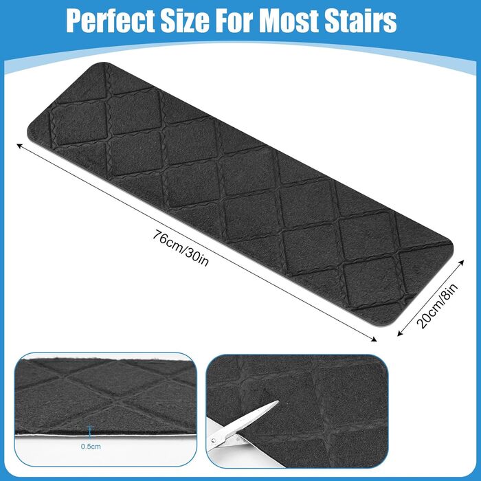 Килимки для сходів, 15 шт. , самоклеючі килимки для сходів для приміщень, 76 x 20 см, протиковзкий килимок для сходів, самоклеючий для дерев&39яних сходинок, безпечний килимок для сходів для дітей, людей похилого віку, домашніх тварин, темно-сірий B-темно