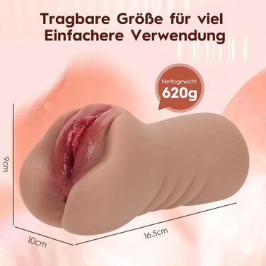 Мастурбатор DynaVigor для чоловіків 2 в 1, з 3D вагіною та анальним каналом, 650 г, коричневий