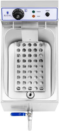 Електрична фритюрниця Royal Catering RCEF 15E з нержавіючої сталі (17 л, 3 000 Вт, термостат, діапазон температур 60-200 C, зливний кран)