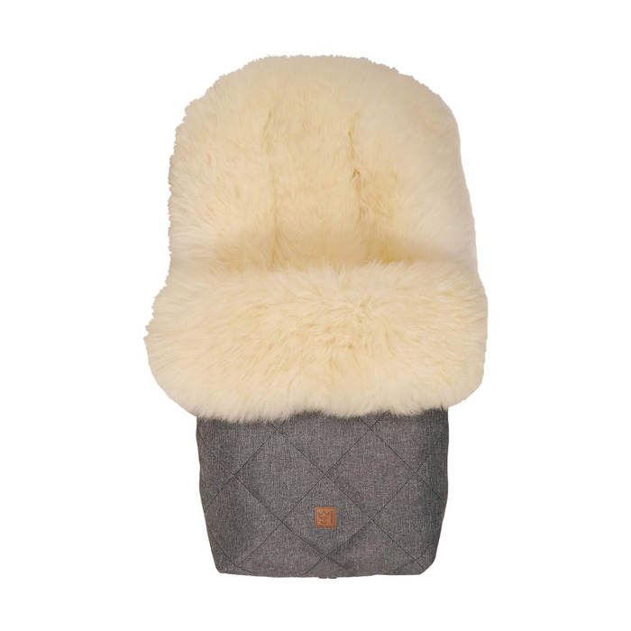 Муфта для ніг з овчини Nelly Limited Edition, овчина молочно-пісочного кольору, антрацитовий меланж