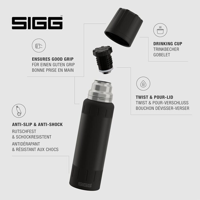 Ізольована пляшка для води Термос Alpine Star Black з чашкою Зберігає напої гарячими 20 годин, холодними 72 години Компактна та міцна Герметична Без BPA Для активного відпочинку, кемпінгу та походів Чорна 0,75 л (750 мл)