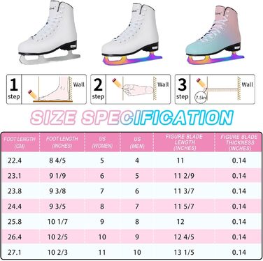 Фігурне катання Nattork Excellence леза з нержавіючої сталі для покращеної підтримки, міцності, продуктивності та максимального комфорту для дітей та дорослих. Білий розмір EU 40/ US жіночий розмір 8, US чоловічий розмір 7.