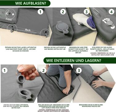 Килимок для сну HiiPeak R-value 9.5 надзвичайно теплий кемпінговий матрац з подушкою, ізольований пінопластовий надувний матрац для зими та літа, зручний килимок для сну для кемпінгу, активного відпочинку на свіжому повітрі, походів та наметів, сірий