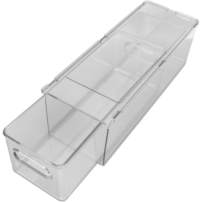 Штабелювана шухляда для зберігання, універсальне використання для ванної кімнати, спальні та офісу. Прозорий контейнер з кількома відділеннями для косметики, туалетного приладдя та іншого (3 літри).