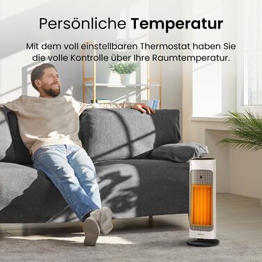 Керамічний вентилятор-обігрівач Pro Breeze з пультом дистанційного керування та 7 режимами нагріву - Електричний радіаційний обігрівач потужністю 2000 Вт із захистом від перегріву та 24-годинним таймером - Енергозберігаючий еко-режим та тиха робота, колив