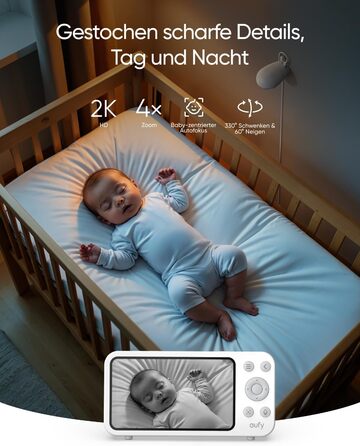 Радіоняня з камерою E20, додаток і офлайн-контроль, 2K HD, ультрачітке нічне бачення, функція повороту-нахилу, 4 шт. зум, мобільна