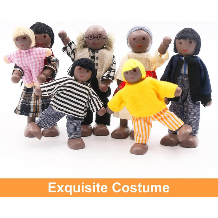 Ігровий набір із 8 дерев&39яних сімейних ляльок SumDirect, дерев&39яні ляльки для сім&39ї ляльок, дитяча іграшка для лялькового будиночка (стиль 4)