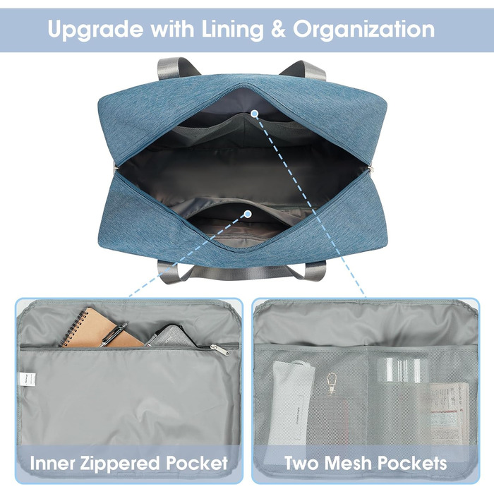 Ручна поклажа Narwey для літака, складна дорожня сумка, жіноча сумка на вихідні, спортивна сумка, жіноча та чоловіча ручна валіза, велика 40 л (темно-синій) темно-синій 40 л