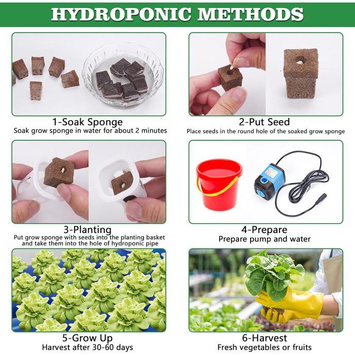 Гідропонна система вирощування з 108 місцями для рослин, 3 шари, набір для вирощування трав, фруктів і овочів у гідропонній системі садівництва, харчові ПВХ труби (запобігають росту водоростей)
