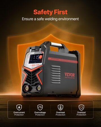 Зварювальний апарат VEVOR TIG 4-в-1 (великий LED-дисплей) DC-Pulse TIG / DC-Pulse MMA / Lift TIG / MMA, інвертор з синергетичним керуванням IGBT, функція гарячого старту, 140А