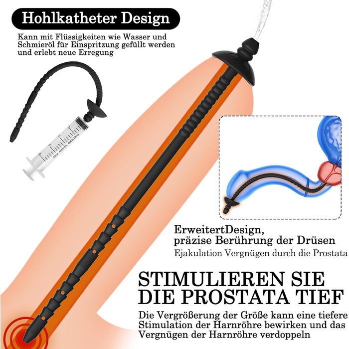 Набір уретральних дилататорів BDSMAGE, з шприцом та ерекційними кільцями, силікон, стимуляція простати, 3 шт.