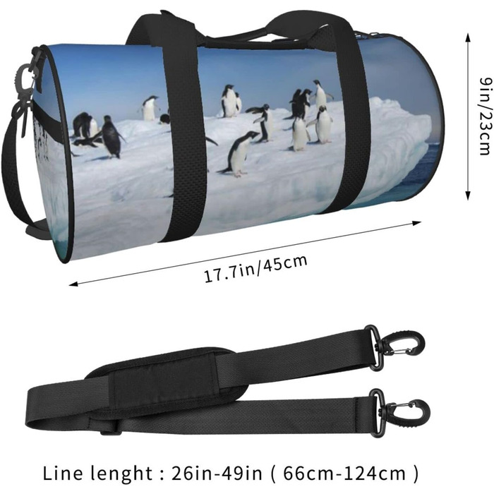 Спортивна сумка для подорожей Шнеєберг, з малюнком пінгвіна, чорна, універсальний розмір